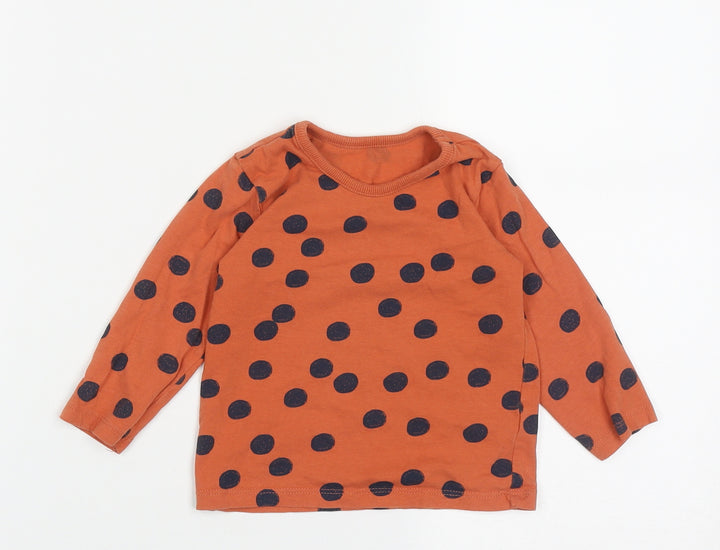 George Baby Orange Polka Dot Cotton Basic Casual Size 9-12 Months Roll Neck Pullover