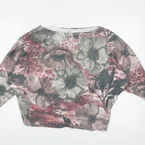 Nina Murati Womens Multicoloured Boat Neck Floral Acrylic Pullover Jumper Size XL