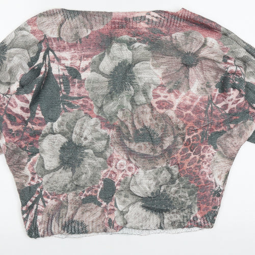 Nina Murati Womens Multicoloured Boat Neck Floral Acrylic Pullover Jumper Size XL