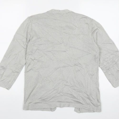 Alexara Womens Grey Crew Neck Striped Acrylic Pullover Jumper Size M