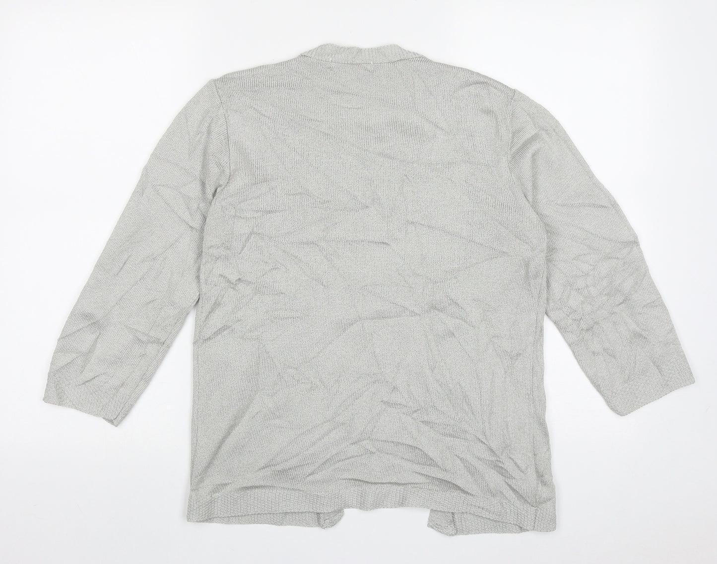 Alexara Womens Grey Crew Neck Striped Acrylic Pullover Jumper Size M