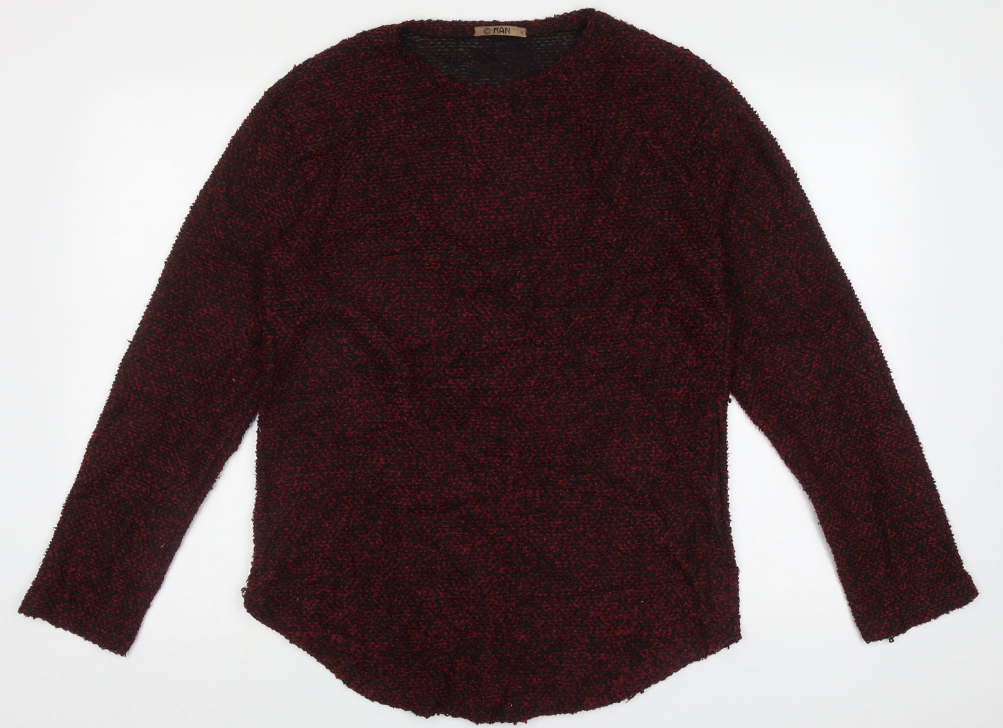 C Man Mens Red Crew Neck  Acrylic Pullover Jumper Size M