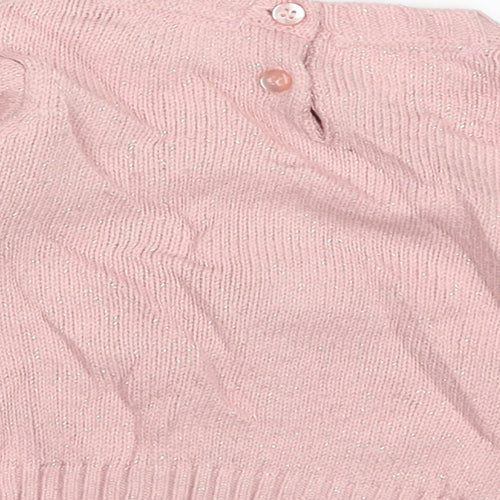 F&F Girls Pink Geometric Acrylic Pullover Jumper Size 3-6 Months  Button - Penguin