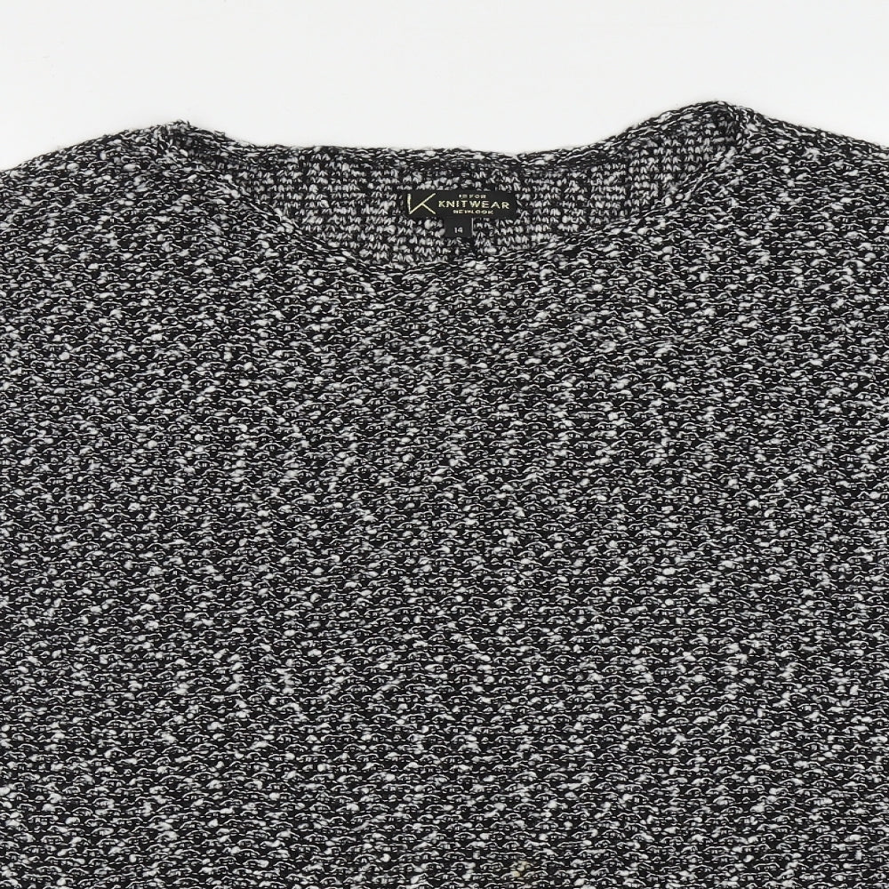 New Look Womens Black Crew Neck  Polyester Pullover Jumper Size 14