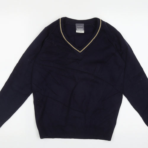 Rowlinson Courtelle Mens Blue V-Neck  Acrylic Pullover Jumper Size S