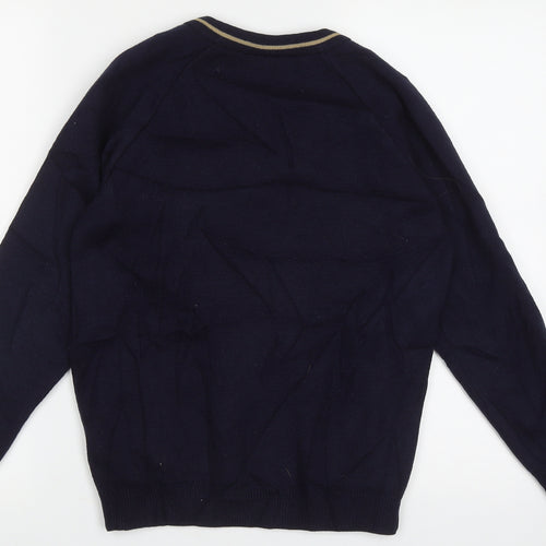 Rowlinson Courtelle Mens Blue V-Neck  Acrylic Pullover Jumper Size S