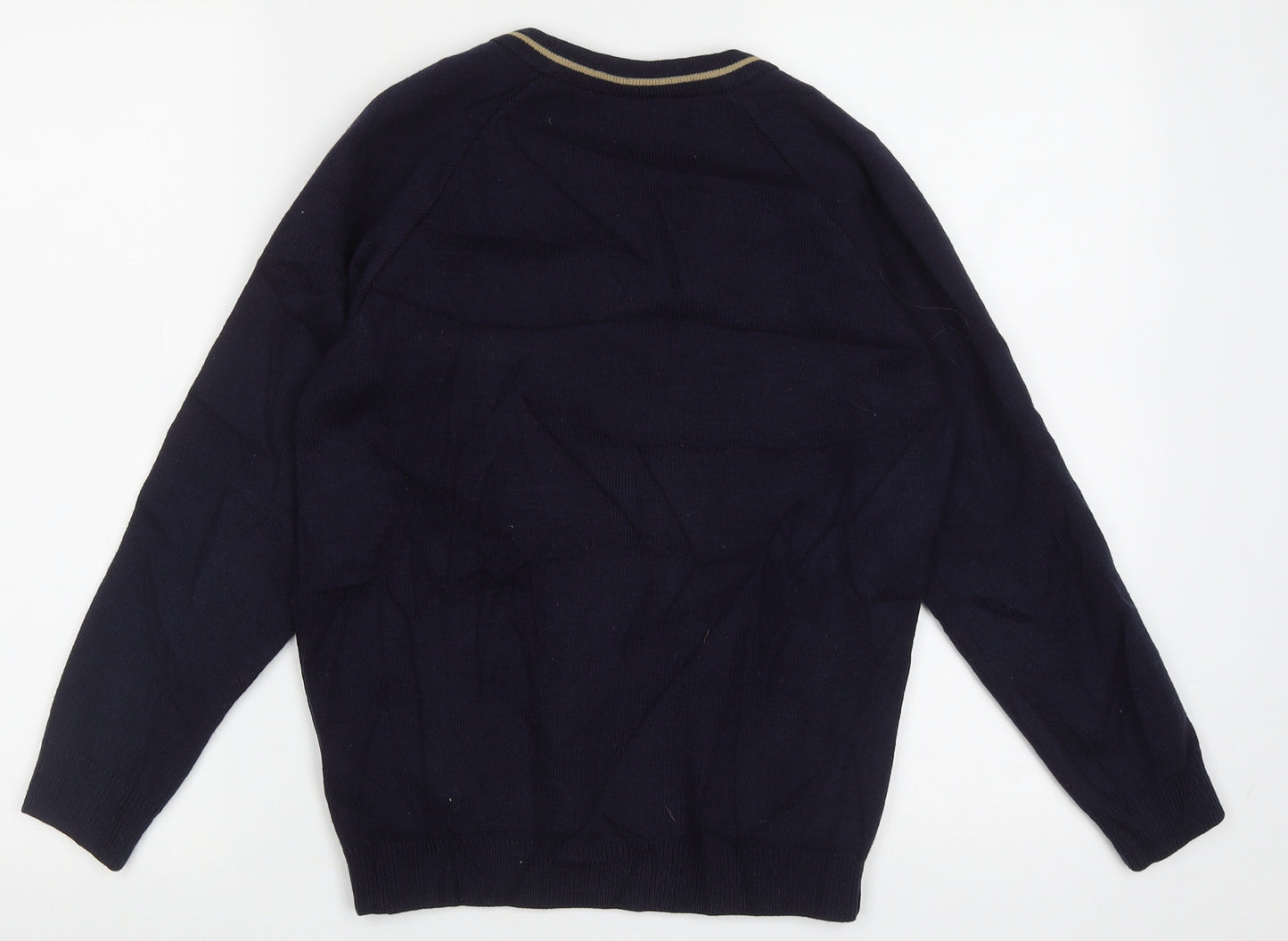 Rowlinson Courtelle Mens Blue V-Neck  Acrylic Pullover Jumper Size S