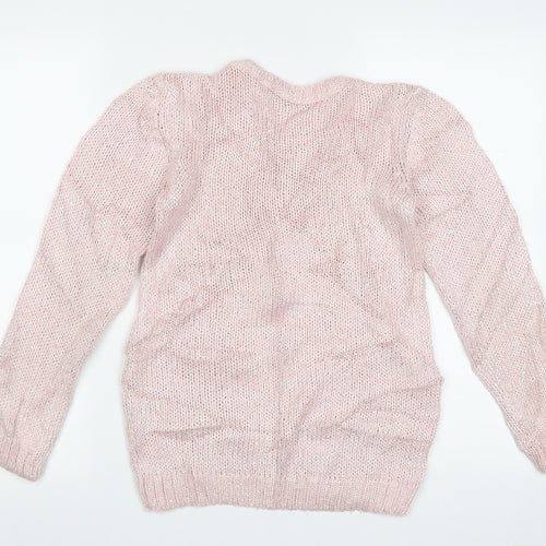 georger Girls Pink Crew Neck  Polyester Pullover Jumper Size 10-11 Years  Pullover