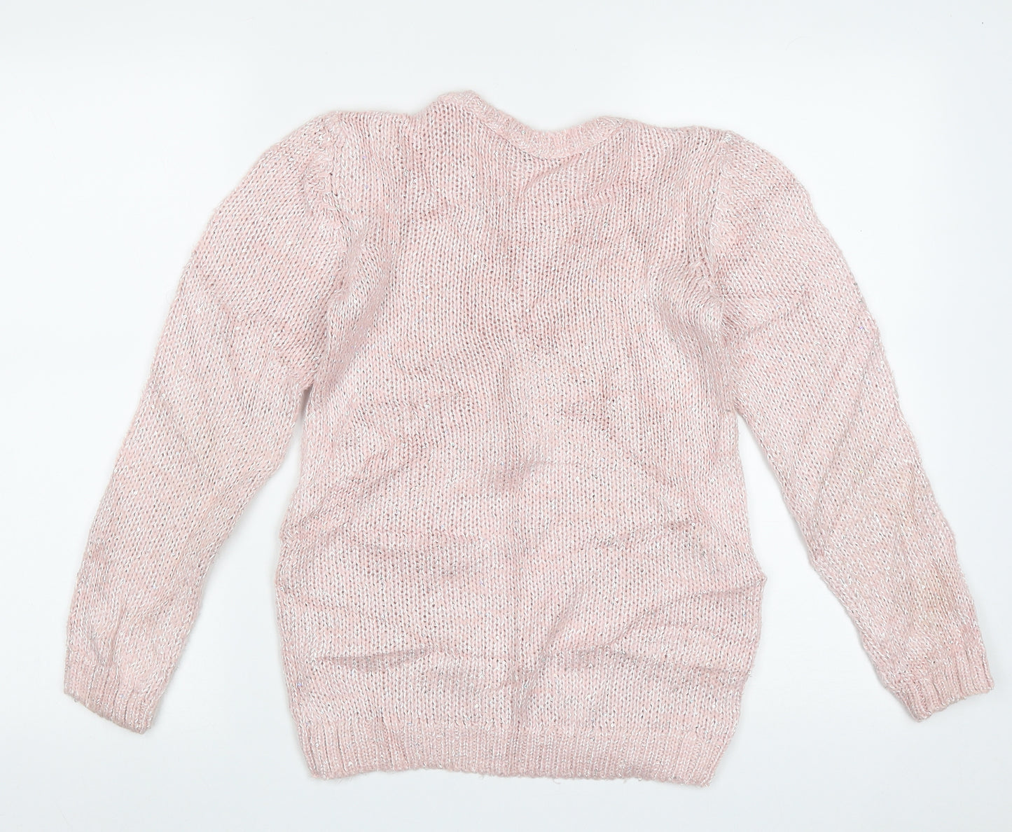 georger Girls Pink Crew Neck  Polyester Pullover Jumper Size 10-11 Years  Pullover
