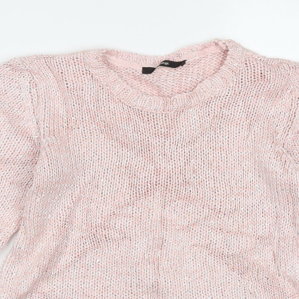 georger Girls Pink Crew Neck  Polyester Pullover Jumper Size 10-11 Years  Pullover