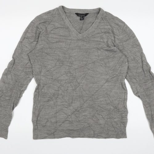 Cedar Wood State Mens Grey V-Neck  Acrylic Pullover Jumper Size M