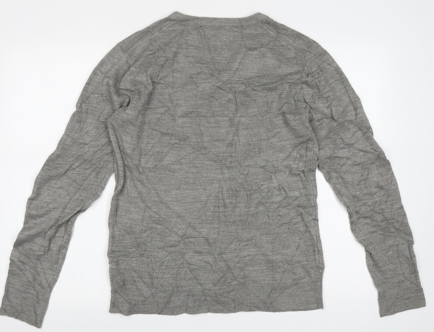 Cedar Wood State Mens Grey V-Neck  Acrylic Pullover Jumper Size M