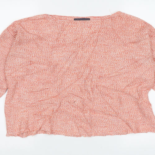 Marks and Spencer Womens Pink Boat Neck  Cotton Pullover Jumper Size M