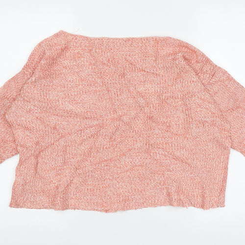 Marks and Spencer Womens Pink Boat Neck  Cotton Pullover Jumper Size M