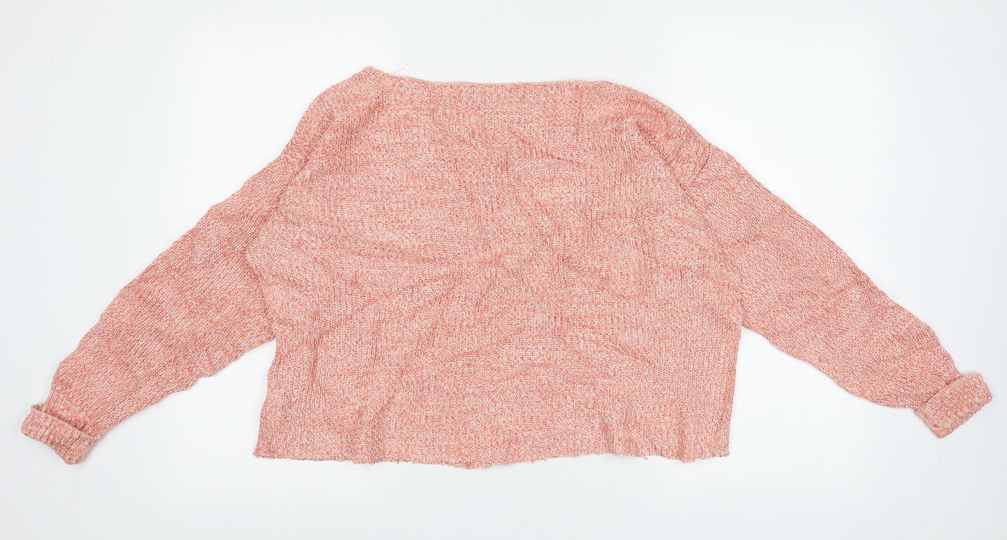 Marks and Spencer Womens Pink Boat Neck  Cotton Pullover Jumper Size M
