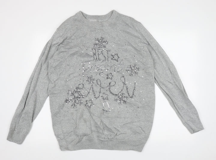 Blooming Marvellous Womens Grey Crew Neck  Cotton Pullover Jumper Size L