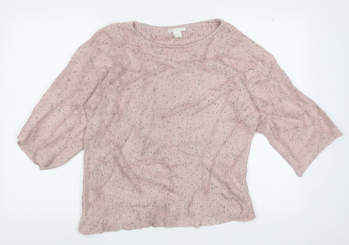 H&M Womens Pink Boat Neck Acrylic Pullover Jumper Size S