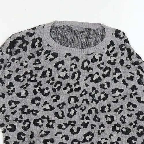 NEXT Girls Grey Crew Neck Animal Print Nylon Pullover Jumper Size 8 Years  Pullover