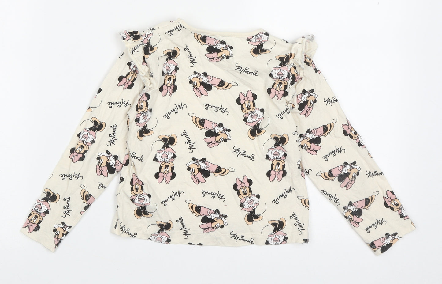 Primark Girls Ivory Geometric Cotton Basic Casual Size 4-5 Years Crew Neck Pullover - minnie mouse