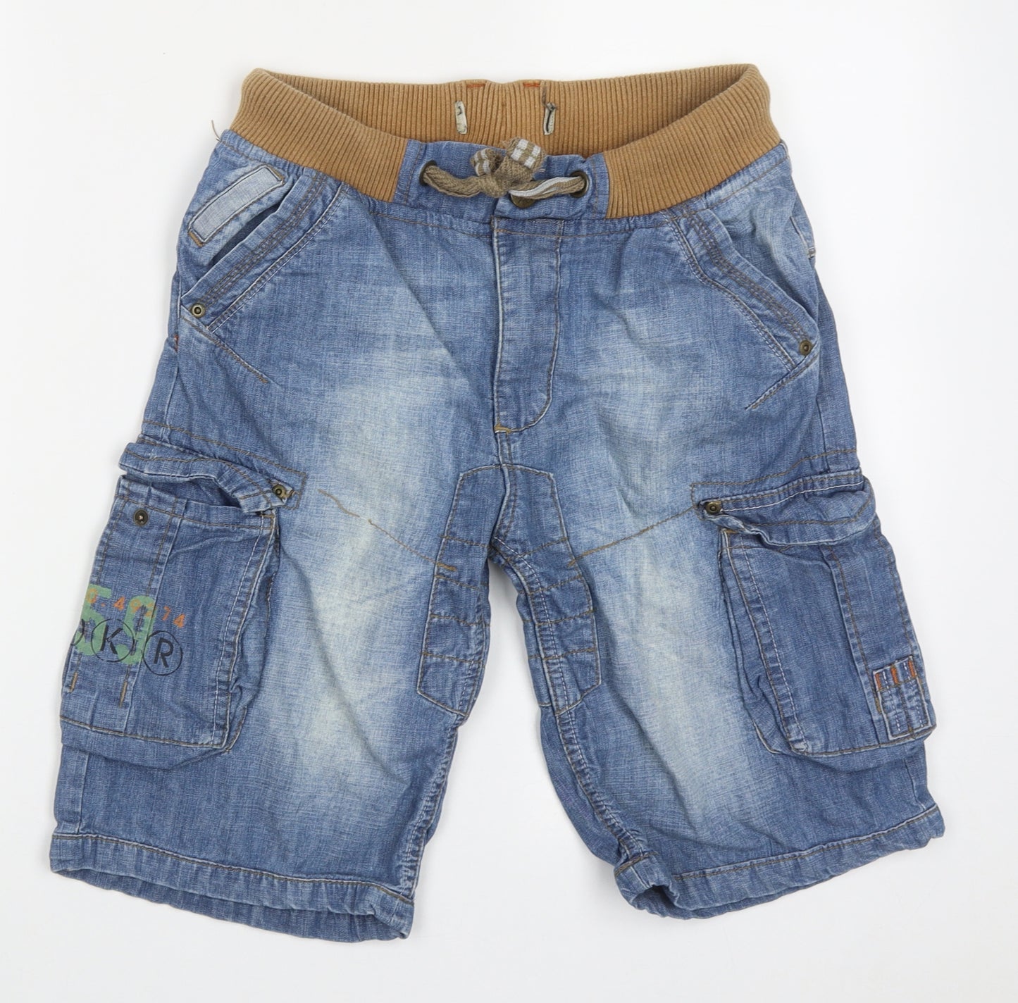 NEXT Boys Blue  Cotton Cargo Shorts Size 11 Years  Regular Tie
