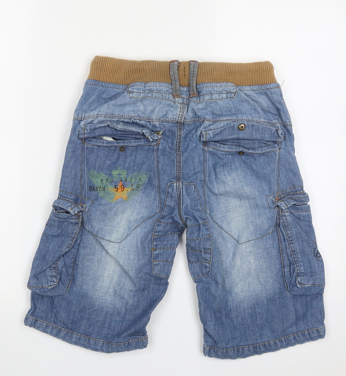 NEXT Boys Blue  Cotton Cargo Shorts Size 11 Years  Regular Tie