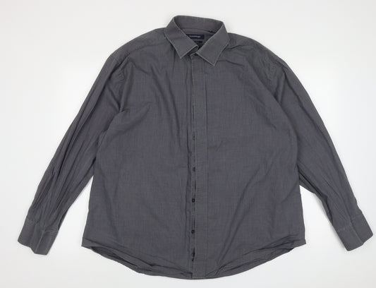 Front view of Taylor & Wright men’s grey cotton button-up, size 18, collared button