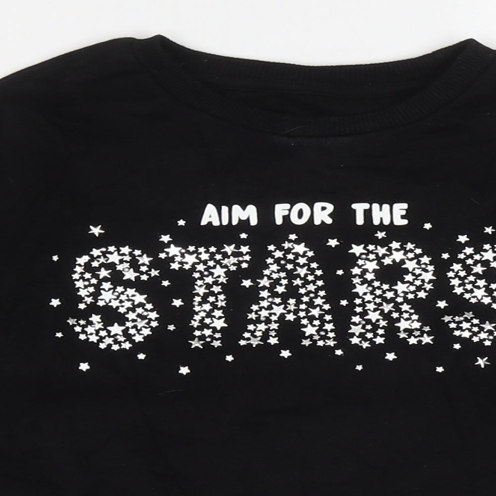 Dunnes Stores Girls Black  Cotton Pullover Sweatshirt Size 7-8 Years  Pullover - Aim for the Stars