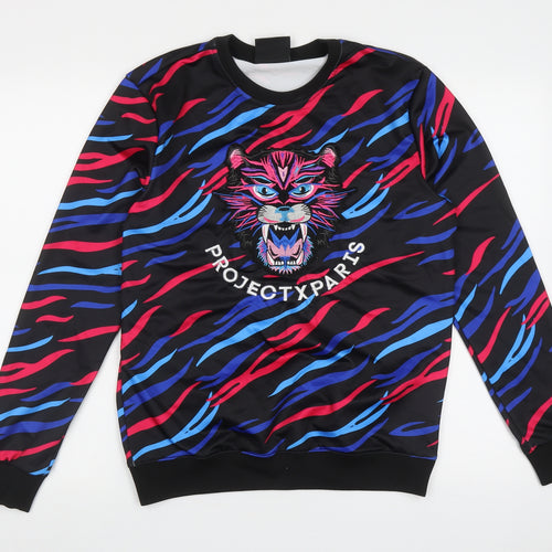 Project Paris Womens Multicoloured Crew Neck Geometric Polyester Pullover Jumper Size S