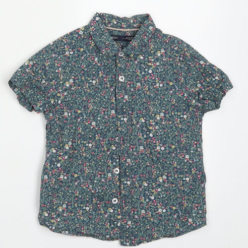 ne3xt Girls Green Floral Cotton Basic Button-Up Size 2-3 Years Collared Button