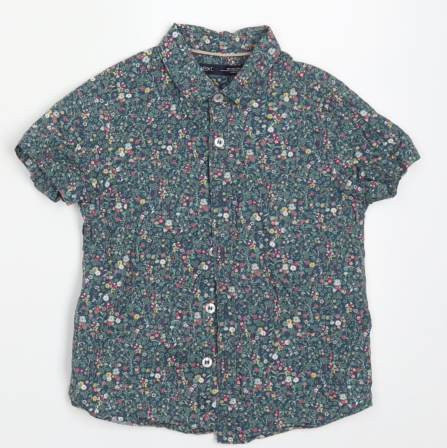 ne3xt Girls Green Floral Cotton Basic Button-Up Size 2-3 Years Collared Button