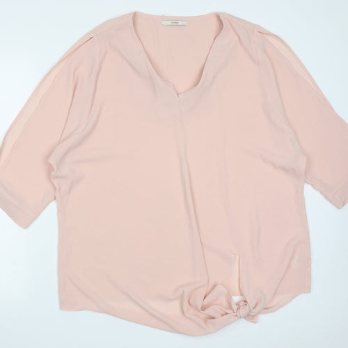 George Womens Pink  Polyester Basic Blouse Size 14 V-Neck - cold Shoulder