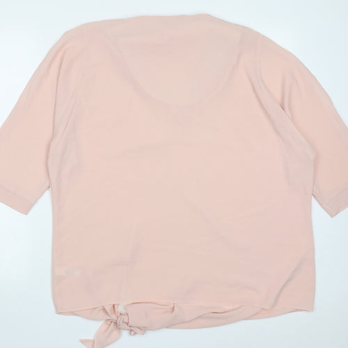 George Womens Pink  Polyester Basic Blouse Size 14 V-Neck - cold Shoulder