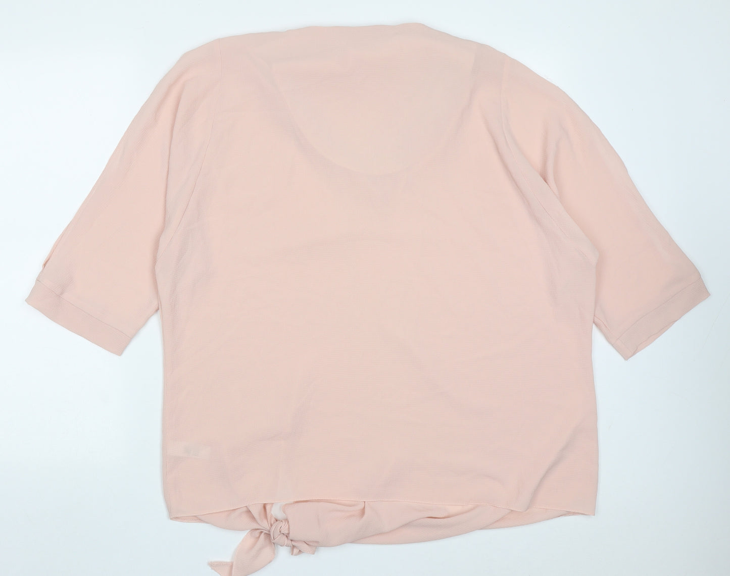 George Womens Pink  Polyester Basic Blouse Size 14 V-Neck - cold Shoulder