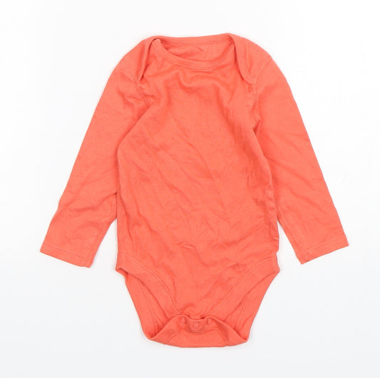 Marks and Spencer Girls Orange  Cotton Leotard One-Piece Size 12-18 Months  Snap