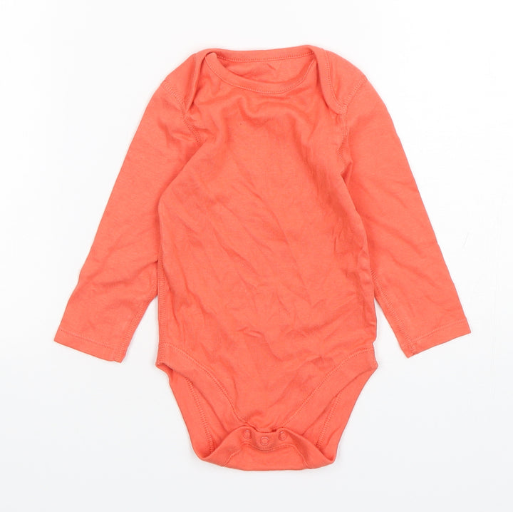 Marks and Spencer Girls Orange  Cotton Leotard One-Piece Size 12-18 Months  Snap