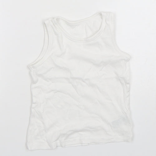 Mothercare Boys White  Cotton Basic Tank Size 4-5 Years Round Neck Pullover
