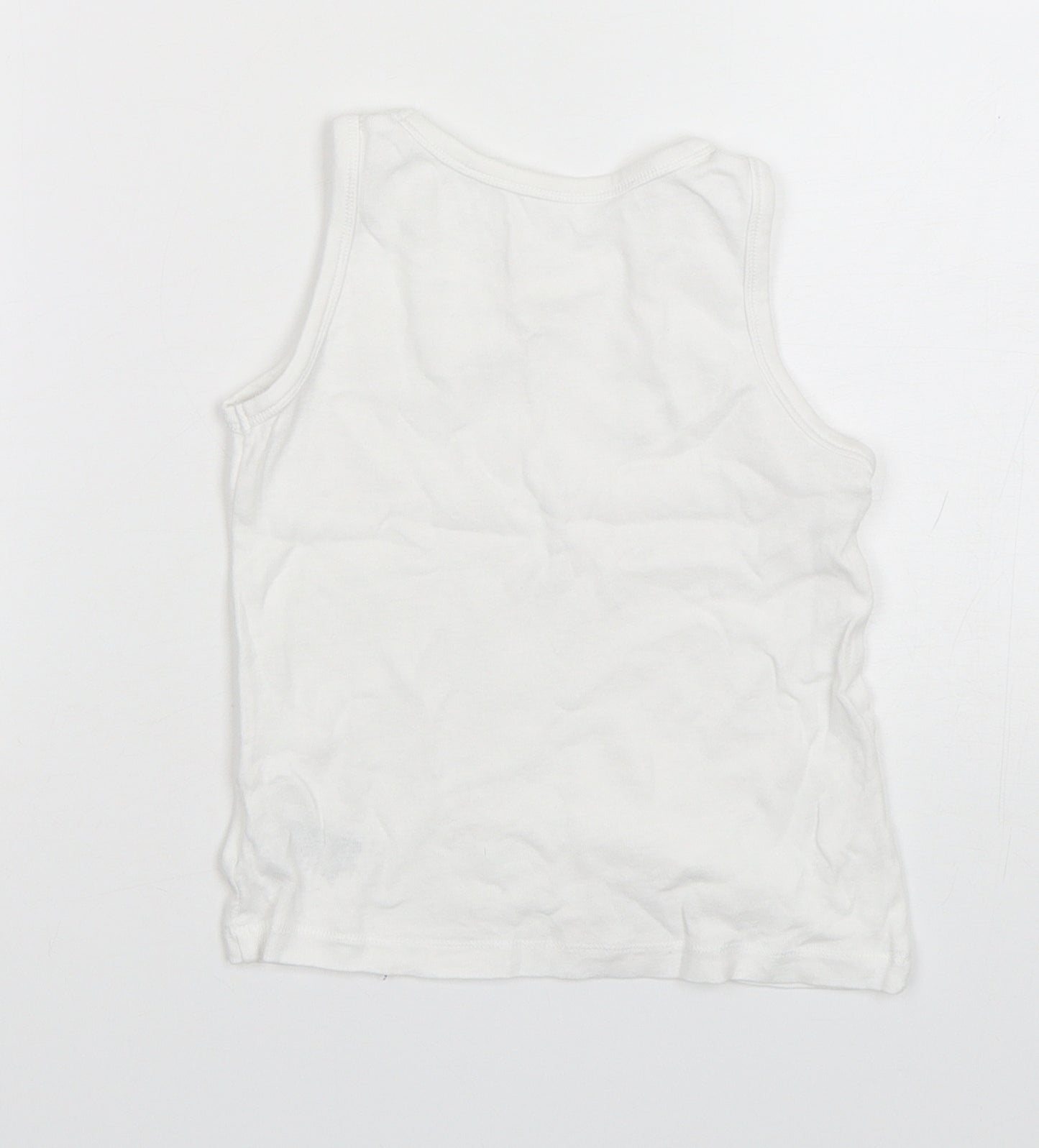 Mothercare Boys White  Cotton Basic Tank Size 4-5 Years Round Neck Pullover