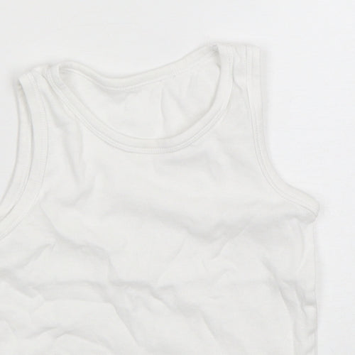 Mothercare Boys White  Cotton Basic Tank Size 4-5 Years Round Neck Pullover