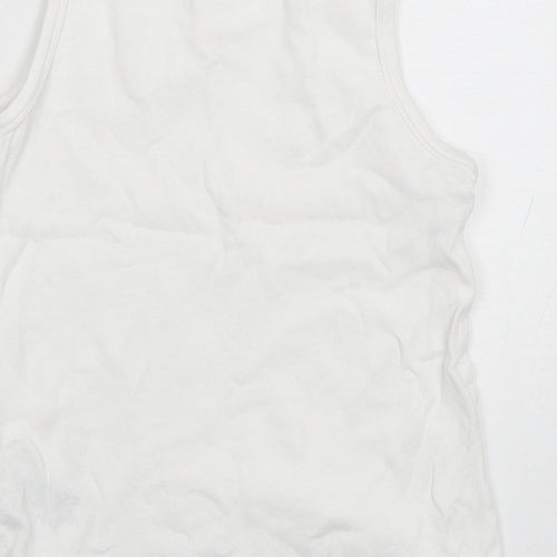 Mothercare Boys White  Cotton Basic Tank Size 4-5 Years Round Neck Pullover