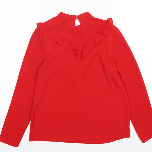 New Look Womens Red  Polyester Basic Blouse Size 8 Round Neck