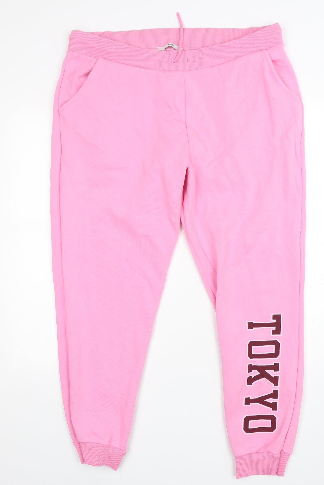George Womens Pink  Cotton Sweatpants Trousers Size 18 L28 in Regular Drawstring