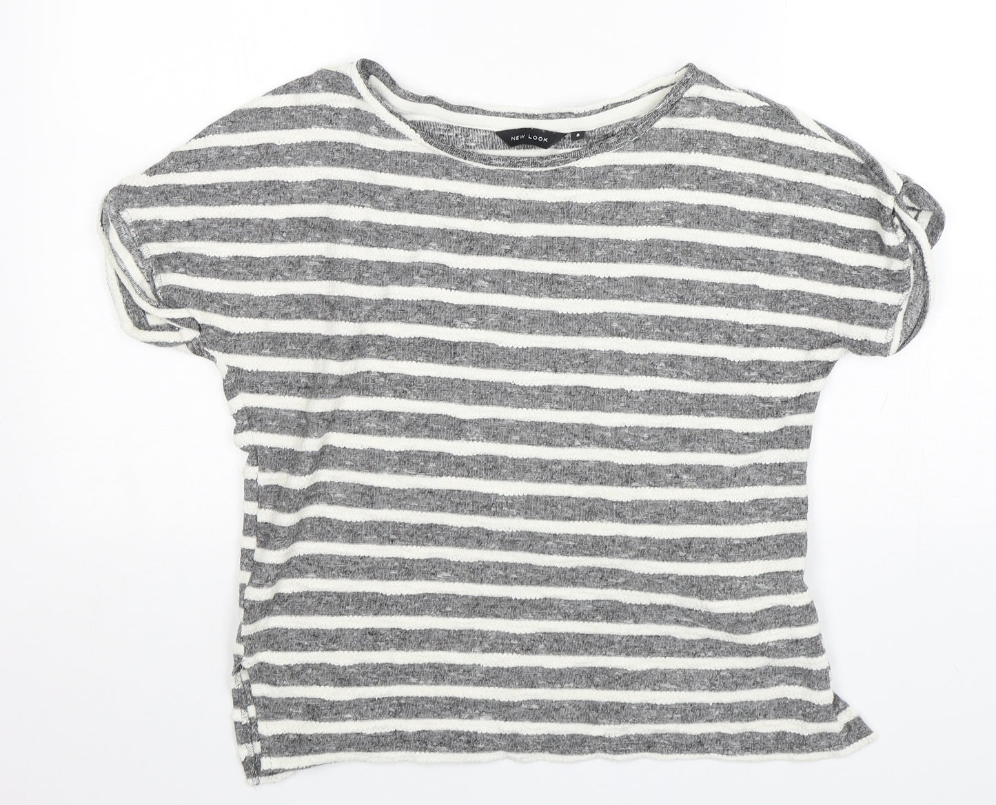 New Look Womens Multicoloured Round Neck Striped Cotton Pullover Jumper Size 8