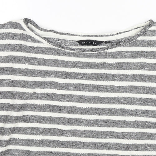 New Look Womens Multicoloured Round Neck Striped Cotton Pullover Jumper Size 8