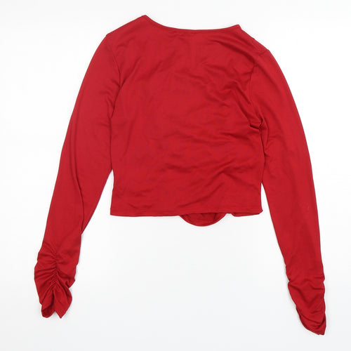 Heart & Hips  Womens Red  Polyester Cropped T-Shirt Size M Round Neck