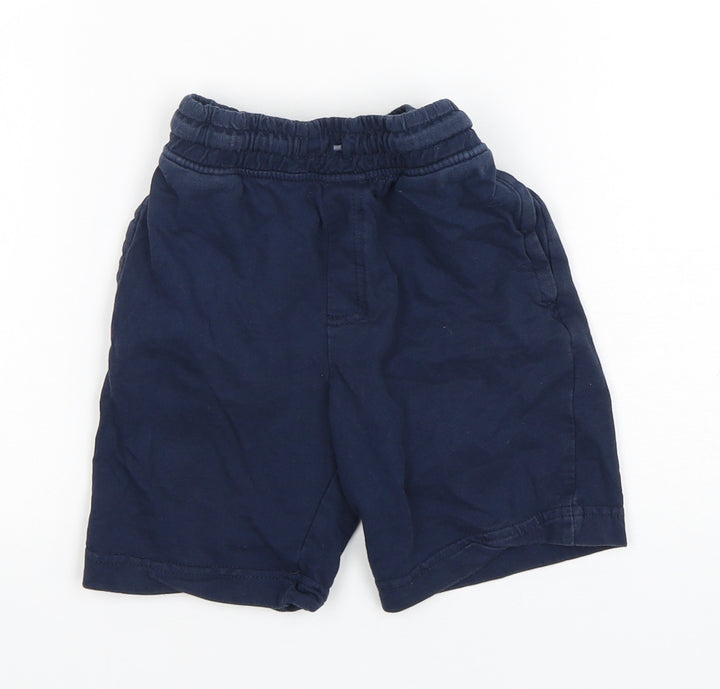 Pep & Co Boys Blue Cotton Sweat Shorts Size 5-6 Years Regular Drawstring