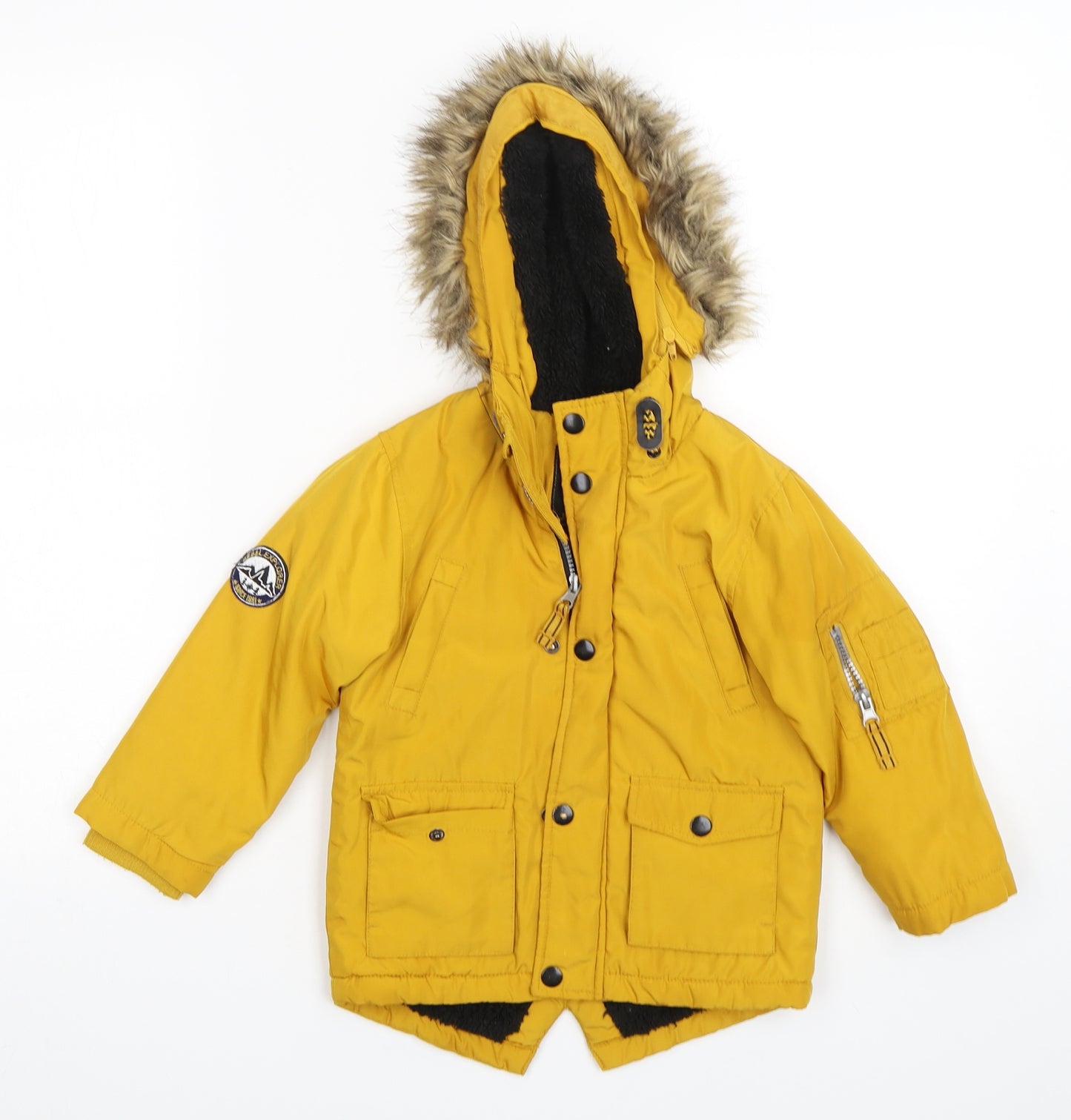 Rebel  Boys Yellow   Parka Coat Size 2-3 Years  Zip