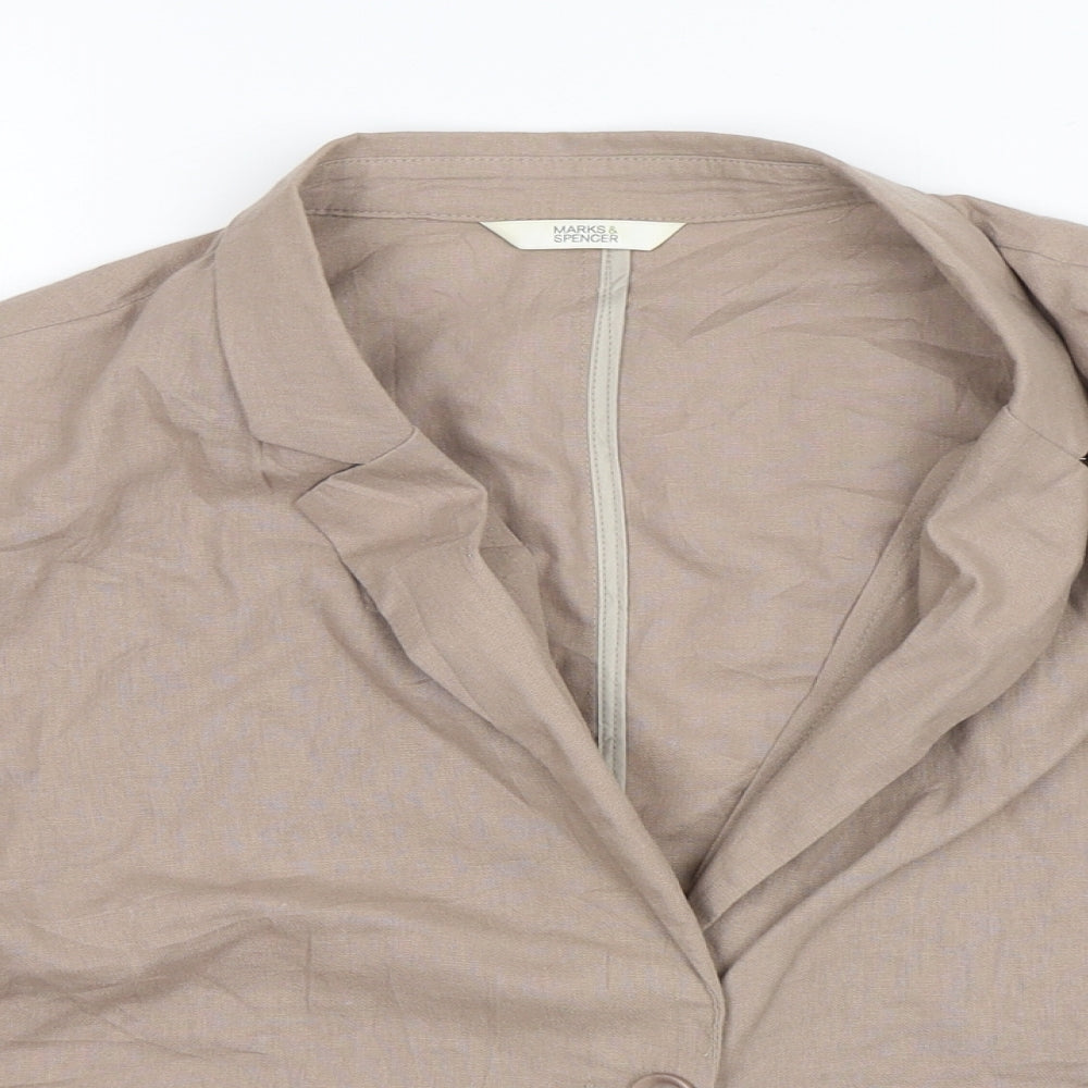 Marks and Spencer Womens Beige  Linen Jacket Blazer Size 18