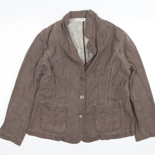 EAST Womens Brown  Cotton Jacket Blazer Size 14