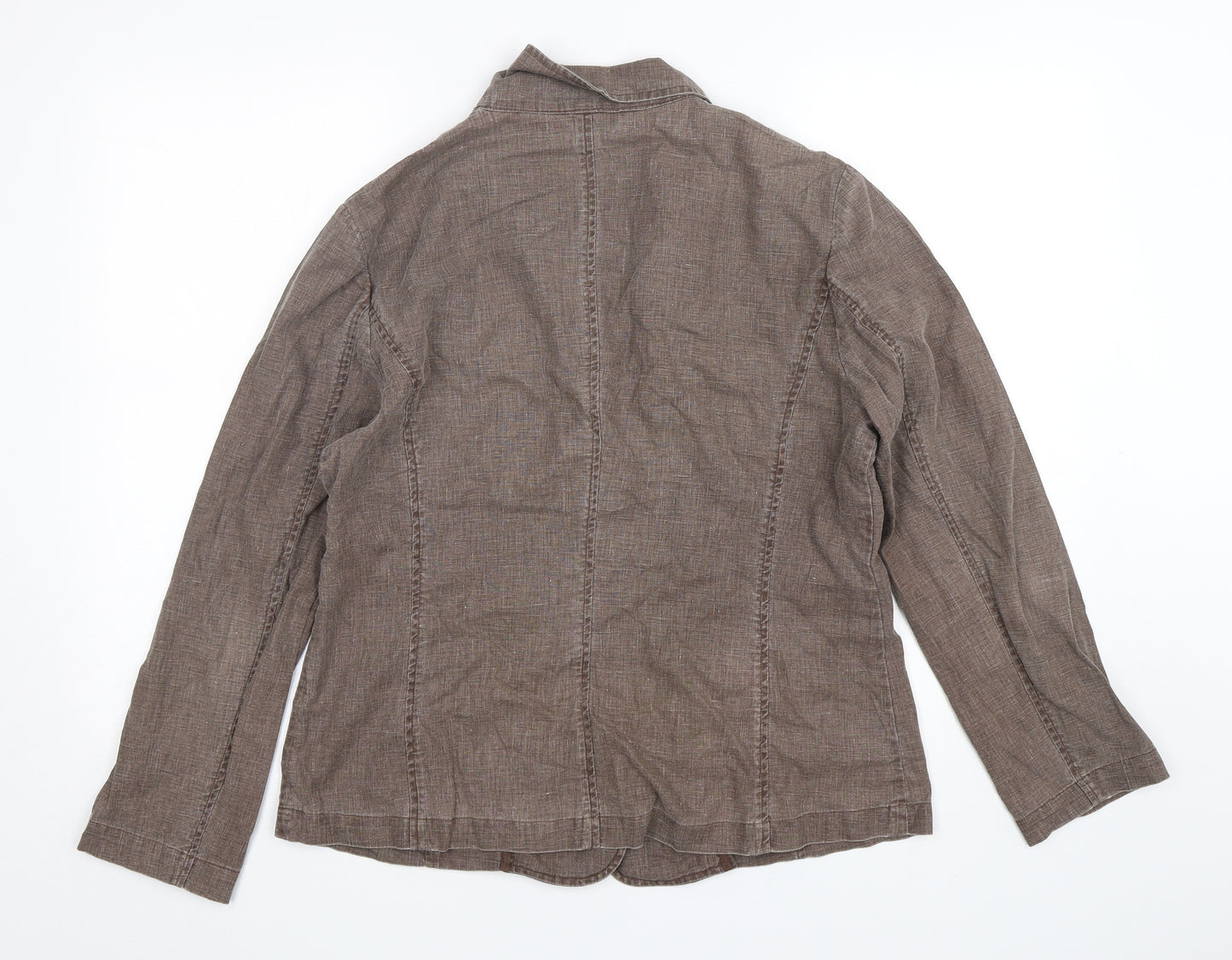 EAST Womens Brown  Cotton Jacket Blazer Size 14