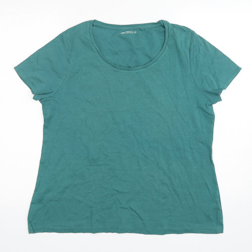 NEXT Womens Green  Cotton Basic T-Shirt Size 20 Scoop Neck